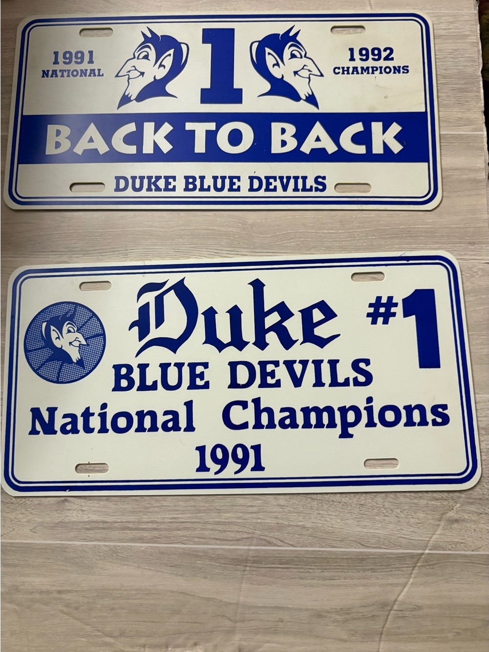 1991-1992 duke license plates